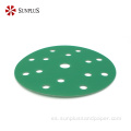Disco de lijado de papel de lija de película verde de 6 pulgadas